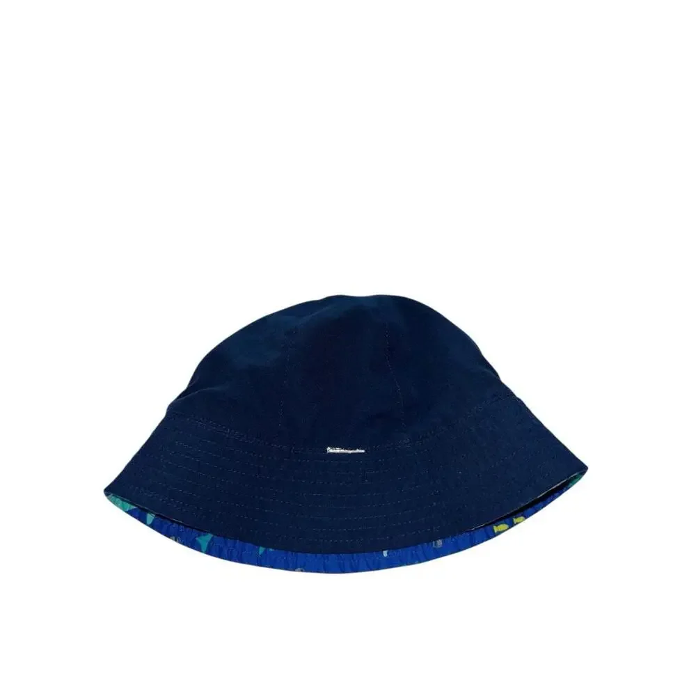 Reversible Ocean Print Bucket‎ Hat Submarines Whales Blue Toddler Size 2T-3T